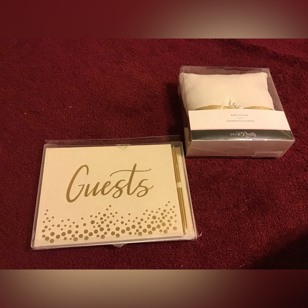 STYLE ME PRETTY RING BEARER PILLOW NWT & NWT GUEST BOOK W PEN WEDDING PARTY